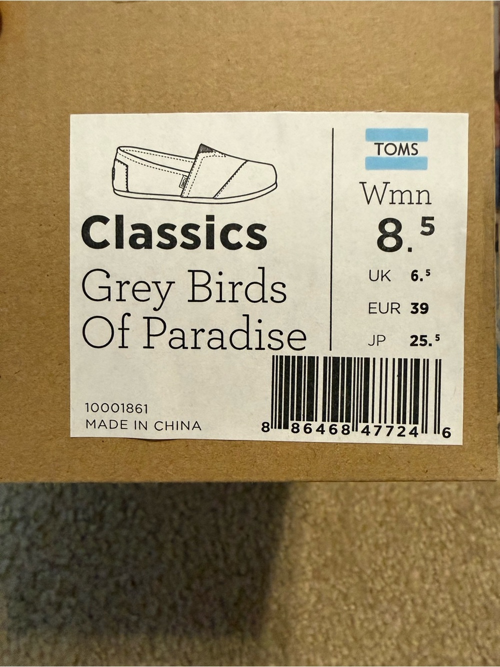 TOMS Women’s ‘Grey Birds of Paradise’ Canvas Slip-On - Picture 10 of 10